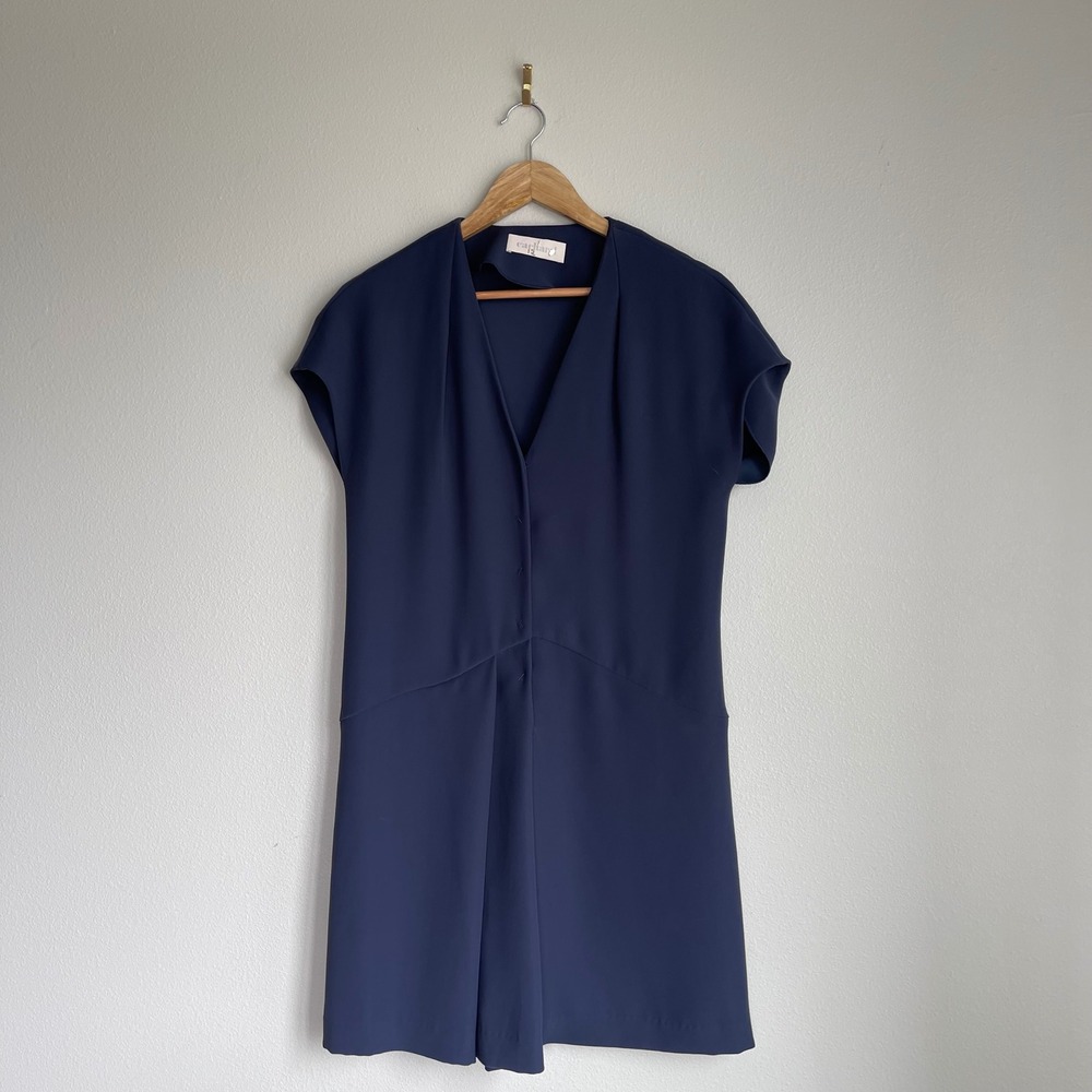 Cachard Navy Short Sleeve Knee-Length Dress